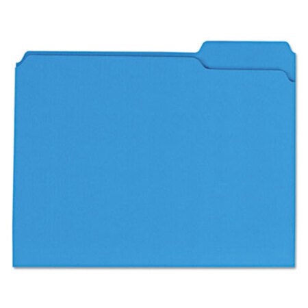 Universal® Reinforced Top-Tab File Folders, 1/3-Cut Tabs, Letter Size, Blue, 100/Box