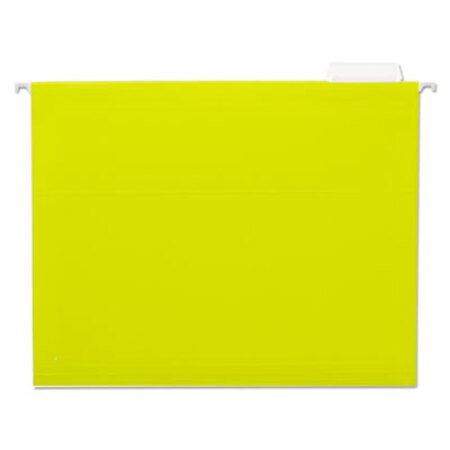 Universal® Deluxe Bright Color Hanging File Folders, Letter Size, 1/5-Cut Tab, Yellow, 25/Box