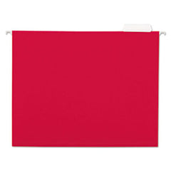 Universal® Deluxe Bright Color Hanging File Folders, Letter Size, 1/5-Cut Tab, Red, 25/Box