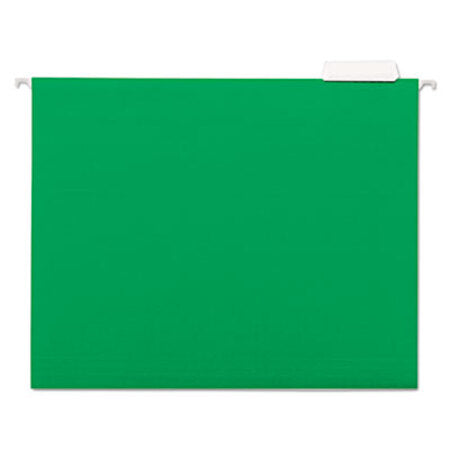Universal® Deluxe Bright Color Hanging File Folders, Letter Size, 1/5-Cut Tab, Bright Green, 25/Box