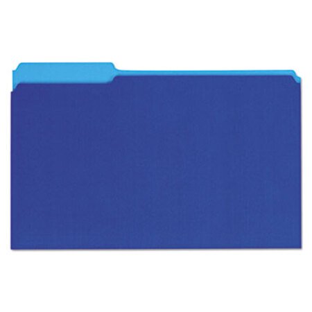 Universal® Interior File Folders, 1/3-Cut Tabs, Legal Size, Blue, 100/Box