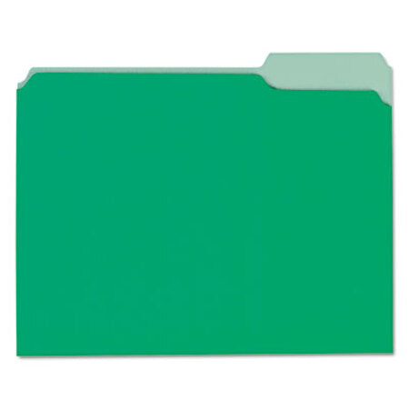 Universal® Interior File Folders, 1/3-Cut Tabs, Letter Size, Green, 100/Box