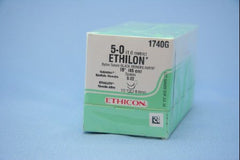 Suture with Needle Ethilon Nonabsorbable Uncoated Black Suture Monofilament Nylon Size 5 - 0 18 Inch Suture Double-Armed 8 mm Length 1/2 Circle Spatula Needle