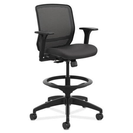 HON® Quotient Series Mesh Mid-Back Task Stool, 33" Seat Height, Supports up to 300 lbs., Black Seat/Black Back, Black Base