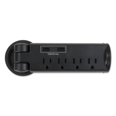 Safco® Pull-Up Power Module, 4 outlets, 2 USB Ports, 8 ft Cord, Black