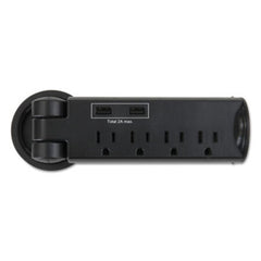 Safco® Pull-Up Power Module, 4 outlets, 2 USB Ports, 8 ft Cord, Black