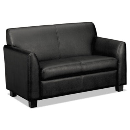 HON® Circulate Leather Reception Two-Cushion Loveseat, 53.5w x 28.75d x 32h, Black