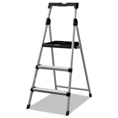 Louisville® Aluminum Step Stool Ladder, 3-Step, 225 lb Capacity, 20w x 31 spread x 47h, Silver