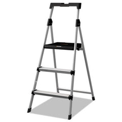 Louisville® Aluminum Step Stool Ladder, 3-Step, 225 lb Capacity, 20w x 31 spread x 47h, Silver