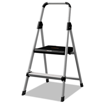 Louisville® Aluminum Step Stool Ladder, 2-Step, 225 lb Capacity, 18.5w x 23.5 spread x 38.5h, Silver