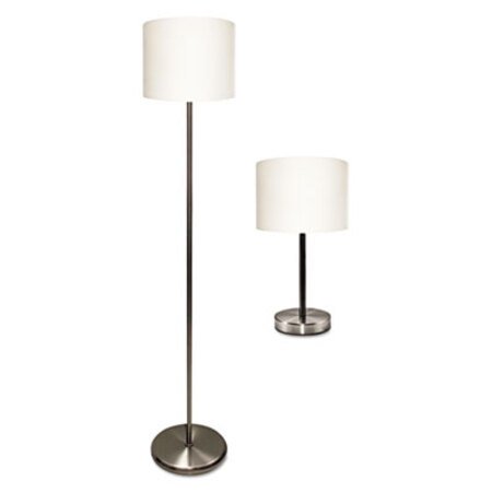 Ledu® Slim Line Lamp Set, Table 12 5/8" High and Floor 61.5" High, 12"; 6"w x 61.5"; 12.63"h, Silver