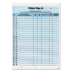 Tabbies® Patient Sign-In Label Forms, 8 1/2 x 11 5/8, 125 Sheets/Pack, Blue