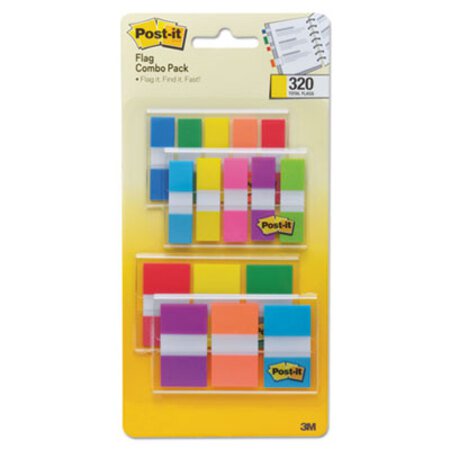 Post-it® Flags 1/2" and 1" Page Flag Value Pack, Nine Assorted Colors, 320/Pack