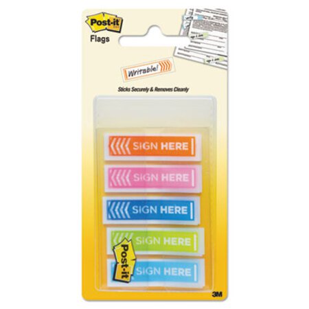 Post-it® Flags Arrow Message 1/2" Page Flags, Five Assorted Bright Colors, 100/Pack