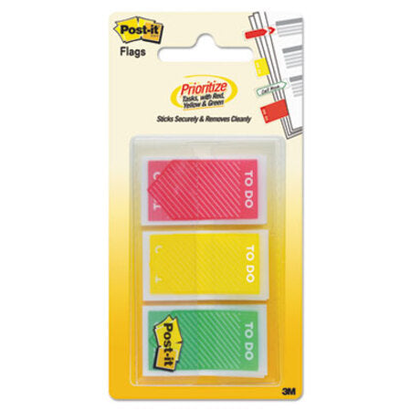 Post-it® Flags Arrow Message 1" Prioritization Page Flags, "TO DO", Red/Yellow/Green, 60/Pack