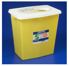 Cardinal Chemotherapy Waste Container SharpSafety™ 17-3/4 H X 11 W X 15-1/2 D Inch 8 Gallon Yellow Base / White Lid Vertical Entry Gasketed Sliding Lid - M-230855-4028 - Case of 10