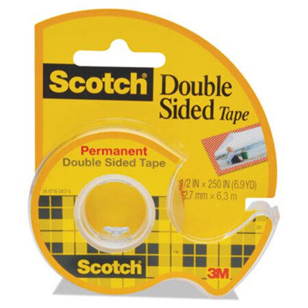 Scotch® Double-Sided Permanent Tape in Handheld Dispenser, 1" Core, 0.5" x 20.83 ft, Clear