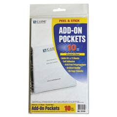 C-Line® Peel and Stick Add-On Filing Pockets, 25", 11 x 8 1/2, 10/Pack