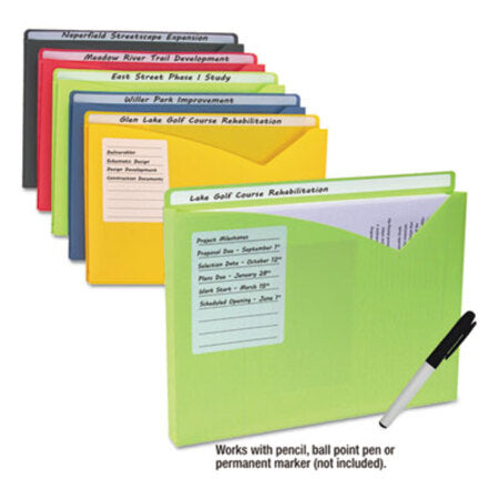 C-Line® Write-On Poly File Jackets, Straight Tab, Letter Size, Assorted Colors, 10/Pack