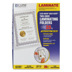 C-Line® Quick Cover Laminating Pockets, 12 mil, 9.13" x 11.5", Gloss Clear, 25/Box