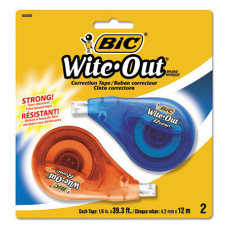 Bic® Wite-Out EZ Correct Correction Tape, Non-Refillable, 1/6" x 472", 2/Pack