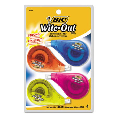 Bic® Wite-Out EZ Correct Correction Tape, Non-Refillable, 1/6" x 400", 4/Pack