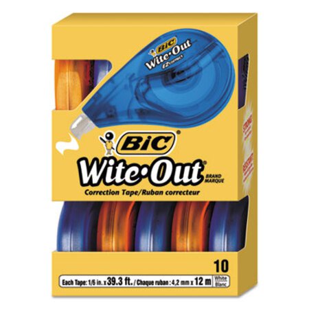 Bic® Wite-Out EZ Correct Correction Tape Value Pack, Non-Refillable, 1/6" x 472", 10/Box
