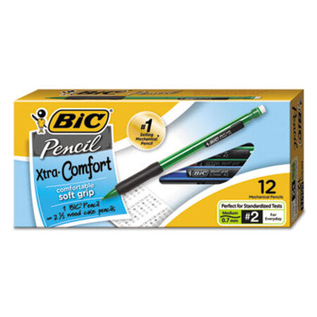 Bic® Xtra-Comfort Mechanical Pencil, 0.7 mm, HB (#2.5), Black Lead, Assorted Barrel Colors, Dozen