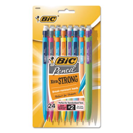 Bic® Xtra-Strong Mechanical Pencil Value Pack, 0.9 mm, HB (#2.5), Black Lead, Assorted Barrel Colors, 24/Pack