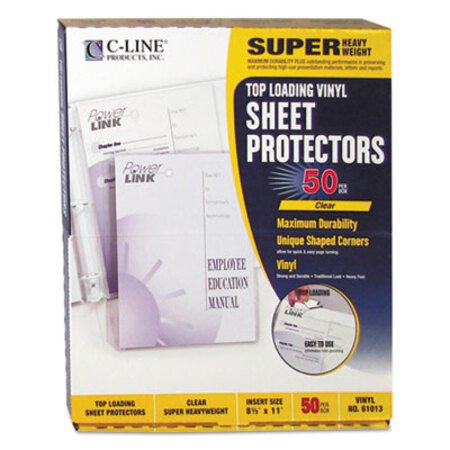 C-Line® Super Heavyweight Vinyl Sheet Protectors, Clear, 2 Sheets, 11 x 8 1/2, 50/BX