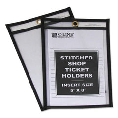 C-Line® Shop Ticket Holders, Stitched, Both Sides Clear, 25 Sheets, 5 x 8, 25/Box