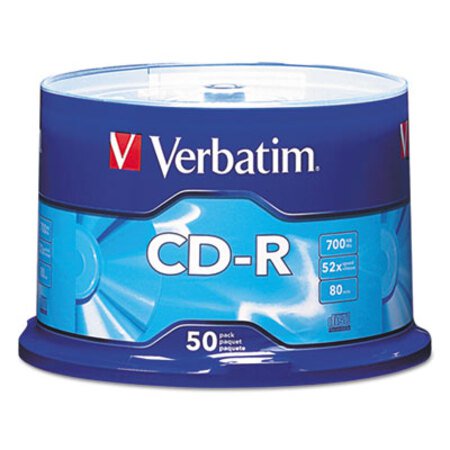 Verbatim® CD-R Discs, 700MB/80min, 52x, Spindle, Silver, 50/Pack