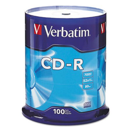 Verbatim® CD-R Discs, 700MB/80min, 52x, Spindle, Silver, 100/Pack