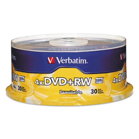 Verbatim® DVD+RW Discs, 4.7GB, 4x, Spindle, 30/Pack