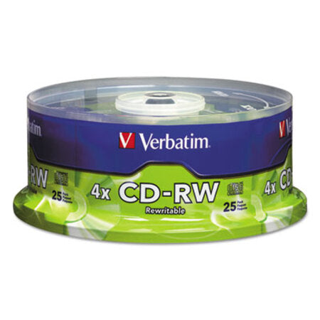 Verbatim® CD-RW Discs, 700MB/80min, 4X, Spindle, Matte Silver, 25/Pack