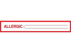 Shamrock Scientific Pre-Printed Label Allergy Alert White ALLERGIC: _____ / _____ Red Alert Label 1 X 500 Inch - M-233553-3382 - Roll of 1