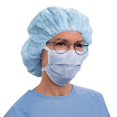 O&M Halyard Inc Surgical Mask Anti-fog Foam Pleated Tie Closure One Size Fits Most Blue NonSterile Not Rated