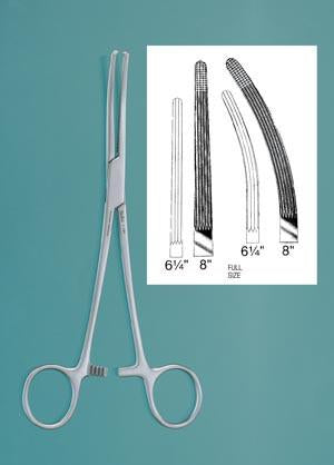 Hemostatic Forceps Miltex® Rochester-Pean 8 Inch Length OR Grade German Stainless Steel NonSterile Ratchet Lock Finger Ring Handle Curved Serrated Tip