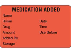 Shamrock Scientific Pre-Printed Label Shamrock Anesthesia Label Fluorescent Red MEDICATION ADDED / NAME / ROOM DATE / DRUG TIME / AMOUNT USE BEFORE /ADDED BY / STORAGE Black Medication Instruction 1-1/2 X 2-1/2 Inch - M-233979-1131 - Roll of 1
