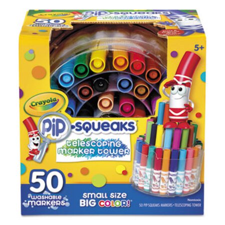 Crayola® Pip-Squeaks Telescoping Marker Tower, Medium Bullet Tip, Assorted Colors, 50/Pack