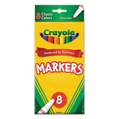 Crayola® Non-Washable Marker, Fine Bullet Tip, Assorted Colors, 8/Pack