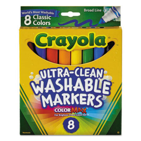 Crayola® Ultra-Clean Washable Markers, Broad Bullet Tip, Classic Colors, 8/Pack