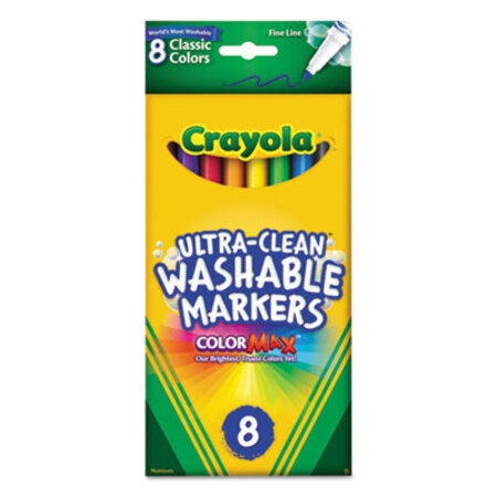 Crayola® Ultra-Clean Washable Markers, Fine Bullet Tip, Classic Colors, 8/Pack