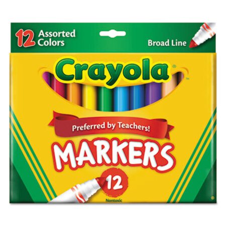 Crayola® Non-Washable Marker, Broad Bullet Tip, Assorted Colors, Dozen