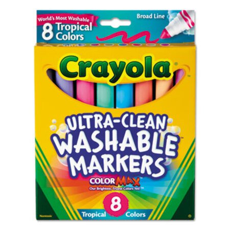 Crayola® Tropical Color Washable Markers, Broad Bullet Tip, Assorted Colors, 8/Pack