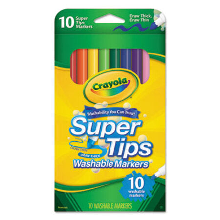 Crayola® Washable Super Tips Markers, Broad/Fine Bullet Tip, Assorted Colors,
