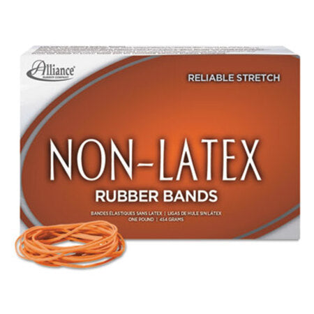 Alliance® Non-Latex Rubber Bands, Size 19, 0.04" Gauge, Orange, 1 lb Box, 1,440/Box