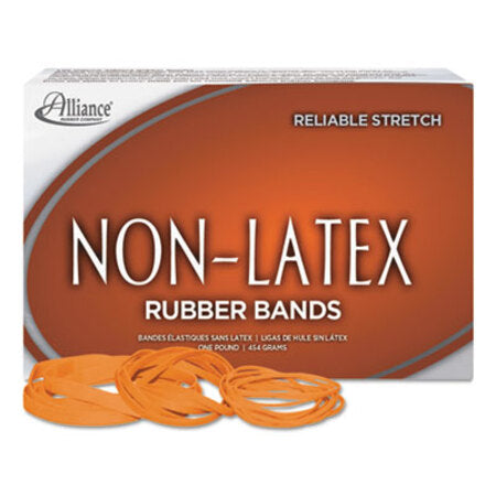 Alliance® Non-Latex Rubber Bands, Size 64, 0.04" Gauge, Orange, 1 lb Box, 380/Box
