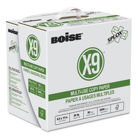 Boise® X-9 SPLOX Multi-Use Paper , 92 Bright, 20 lb, 8.5 x 11, White, 2500 Sheets/Carton