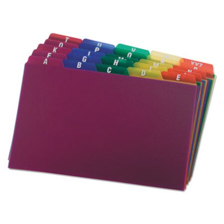 Oxford™ Durable Poly A-Z Card Guides, 1/5-Cut Top Tab, A to Z, 5 x 8, Assorted Colors, 25/Set